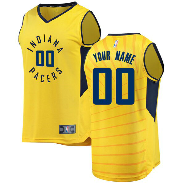 Camiseta Custom 0 Indiana Pacers Statement Edition Amarillo Hombre